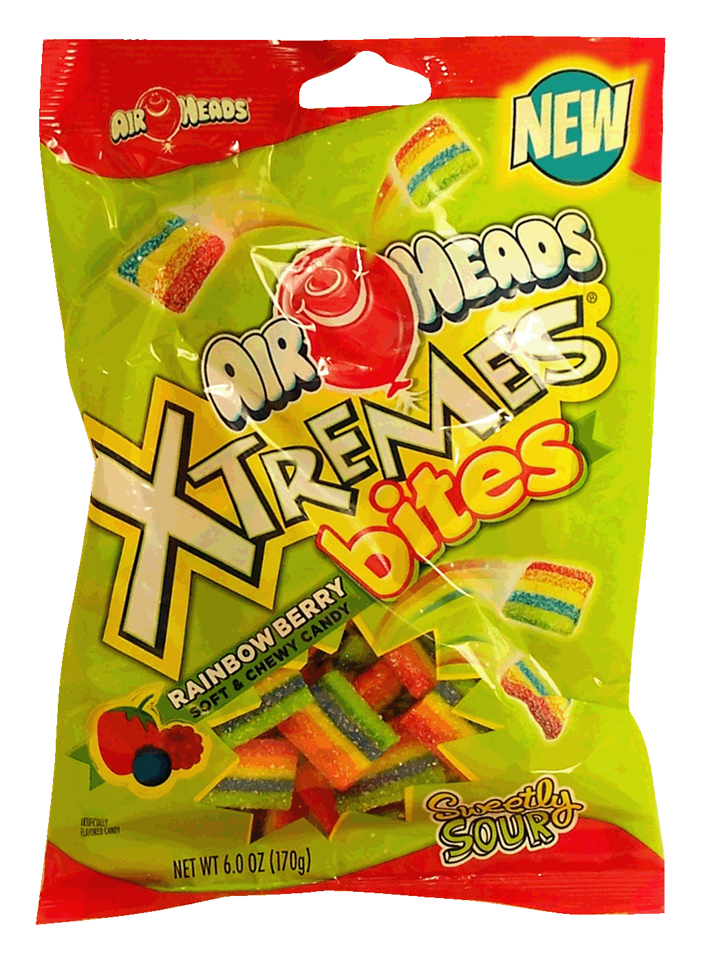 Air Heads Xtremes bites; rainbow berry soft & chewy candy, sweet & sour Full-Size Picture